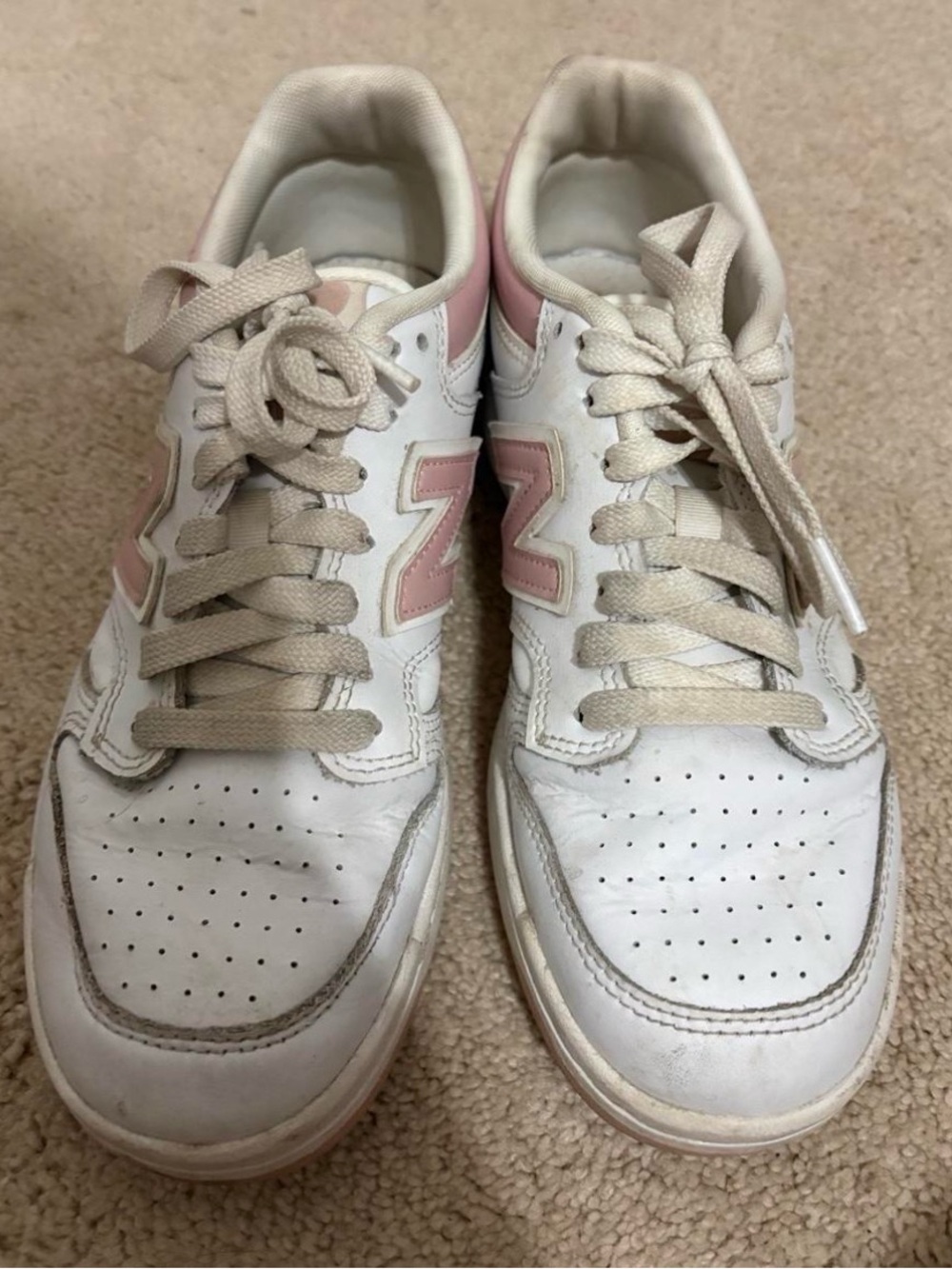 Women's New Balance 501’s White and Light Pink Casual Sneakers